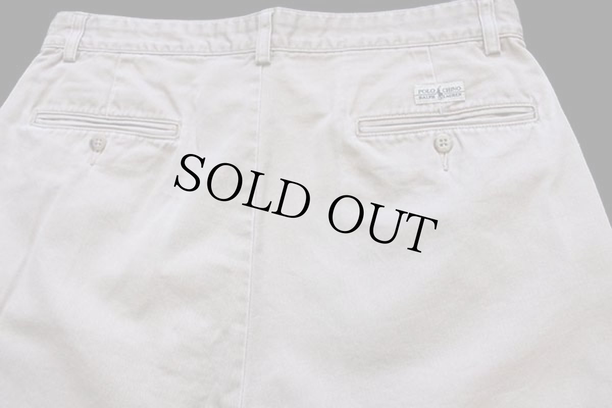 画像4: 90s ポロ ラルフローレン ANDREW SHORT ツータック コットン チノ ショートパンツ カーキ 32★33 ショーツ (4)
