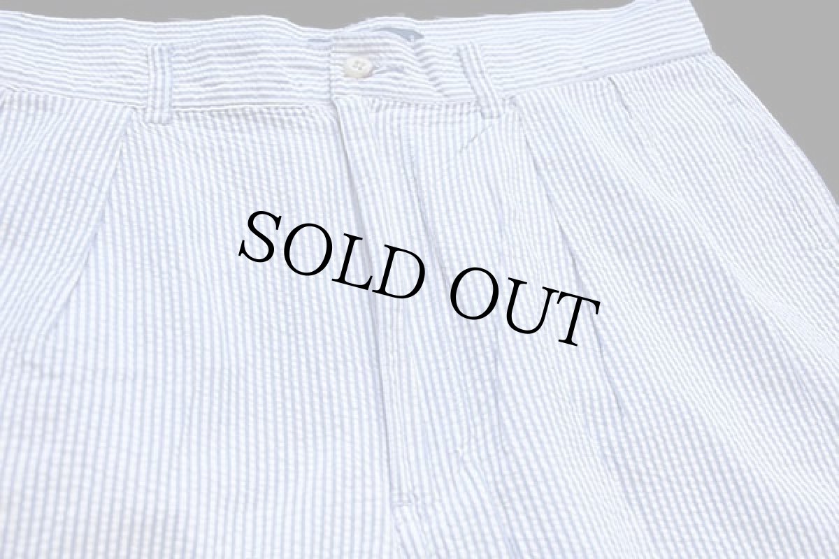 画像3: 90s ポロ ラルフローレン TYLER SHORT ツータック コットン シアサッカー ショートパンツ サックス×ホワイト 33★ショーツ (3)