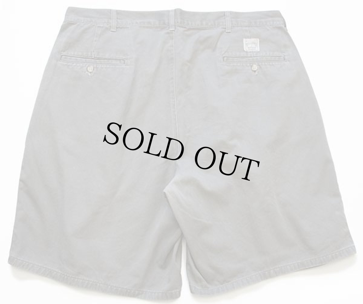 画像2: 90s USA製 ポロ ラルフローレン ツータック コットン チノ ショートパンツ グレー w38★04 ショーツ (2)