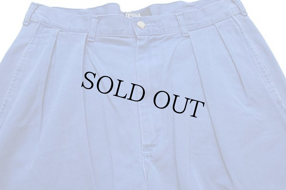 画像3: 90s USA製 ポロ ラルフローレン ツータック コットン チノ ショートパンツ 青 34★05 ショーツ (3)