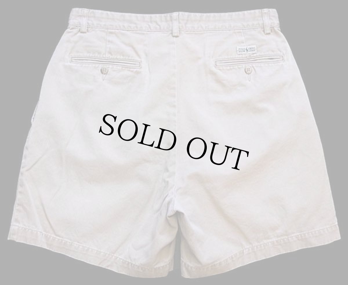 画像2: 90s ポロ ラルフローレン ANDREW SHORT ツータック コットン チノ ショートパンツ カーキ 32★33 ショーツ (2)