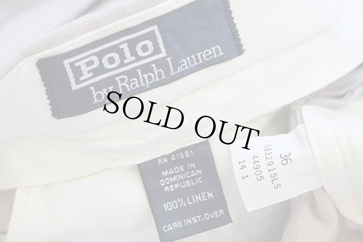 画像5: 90s ポロ ラルフローレン ツータック リネン ショートパンツ ベージュ 36★ショーツ (5)