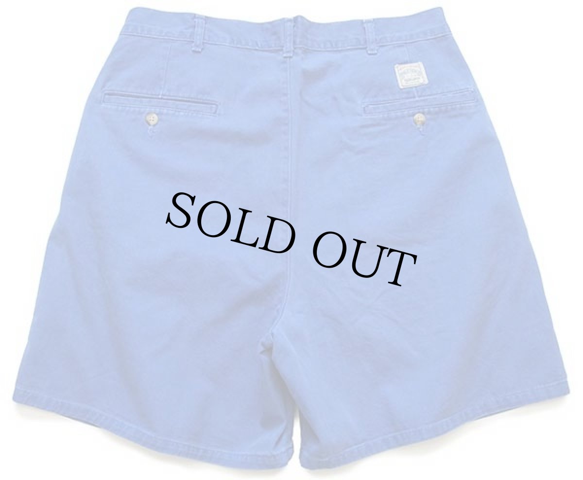 画像2: 90s USA製 ポロ ラルフローレン ツータック コットン チノ ショートパンツ 青 34★05 ショーツ (2)