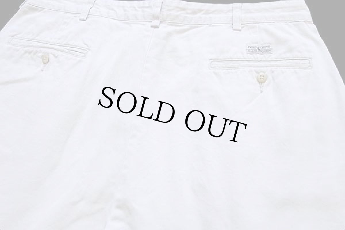 画像4: 90s ポロ ラルフローレン ツータック コットン チノ ショートパンツ アイボリー 36★34 ショーツ (4)