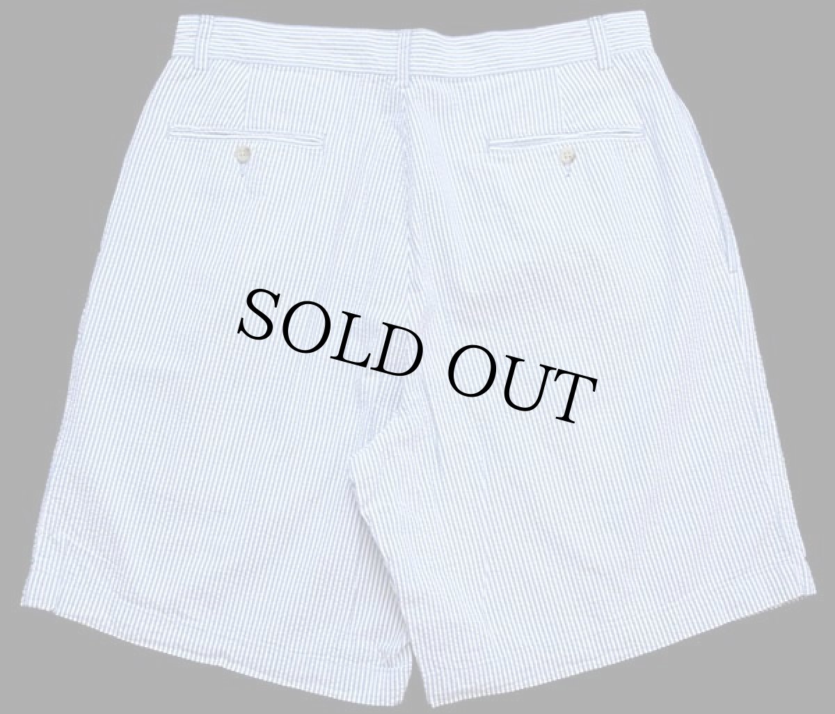 画像2: 90s ポロ ラルフローレン TYLER SHORT ツータック コットン シアサッカー ショートパンツ サックス×ホワイト 33★ショーツ (2)