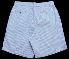 画像2: 90s ポロ ラルフローレン TYLER SHORT ツータック コットン シアサッカー ショートパンツ サックス×ホワイト 33★ショーツ (2)