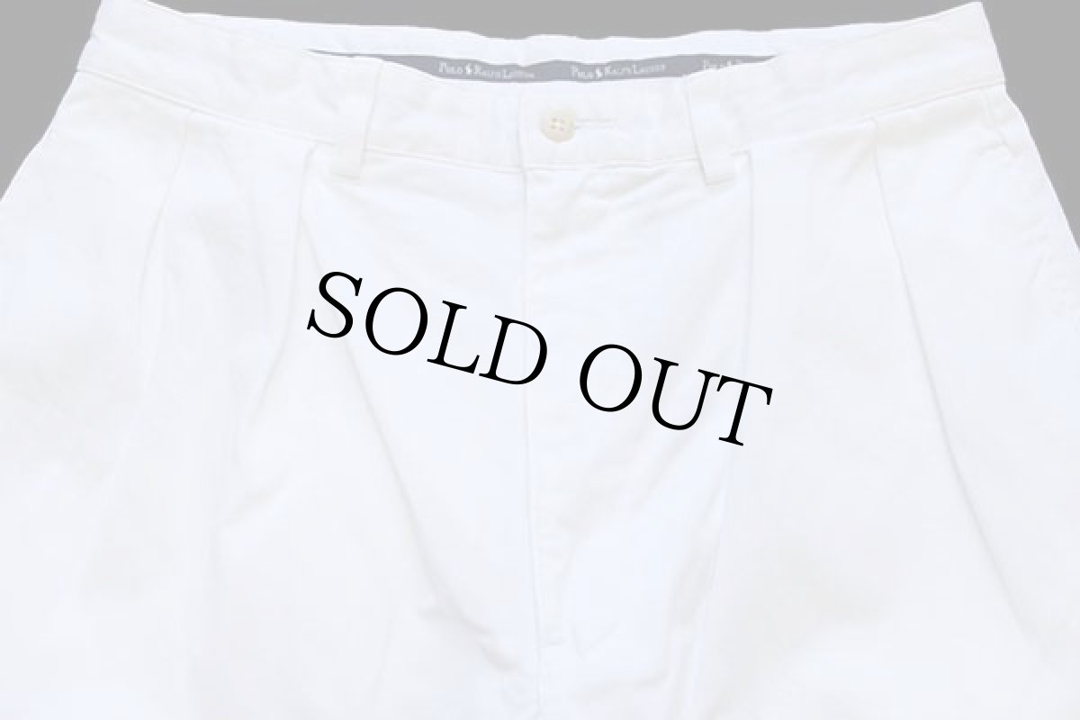 画像3: 90s ポロ ラルフローレン ツータック コットン チノ ショートパンツ 白 33★ショーツ (3)