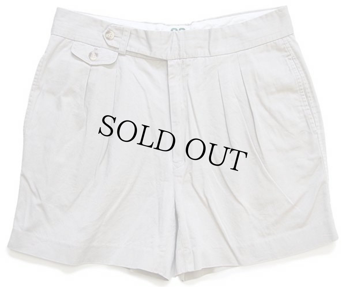 画像1: 80s IZOD LACOSTE ラコステ ツータック コットン ショートパンツ ベージュ w36★ショーツ (1)