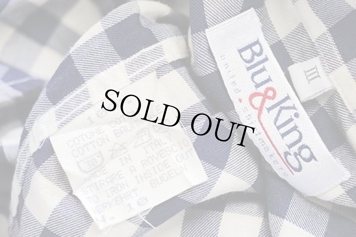 画像4: 90s イタリア製 Blu&King Tom&Jerry トムとジェリー 刺繍 ギンガムチェック ボタンダウン コットンシャツ 青×白 (4)