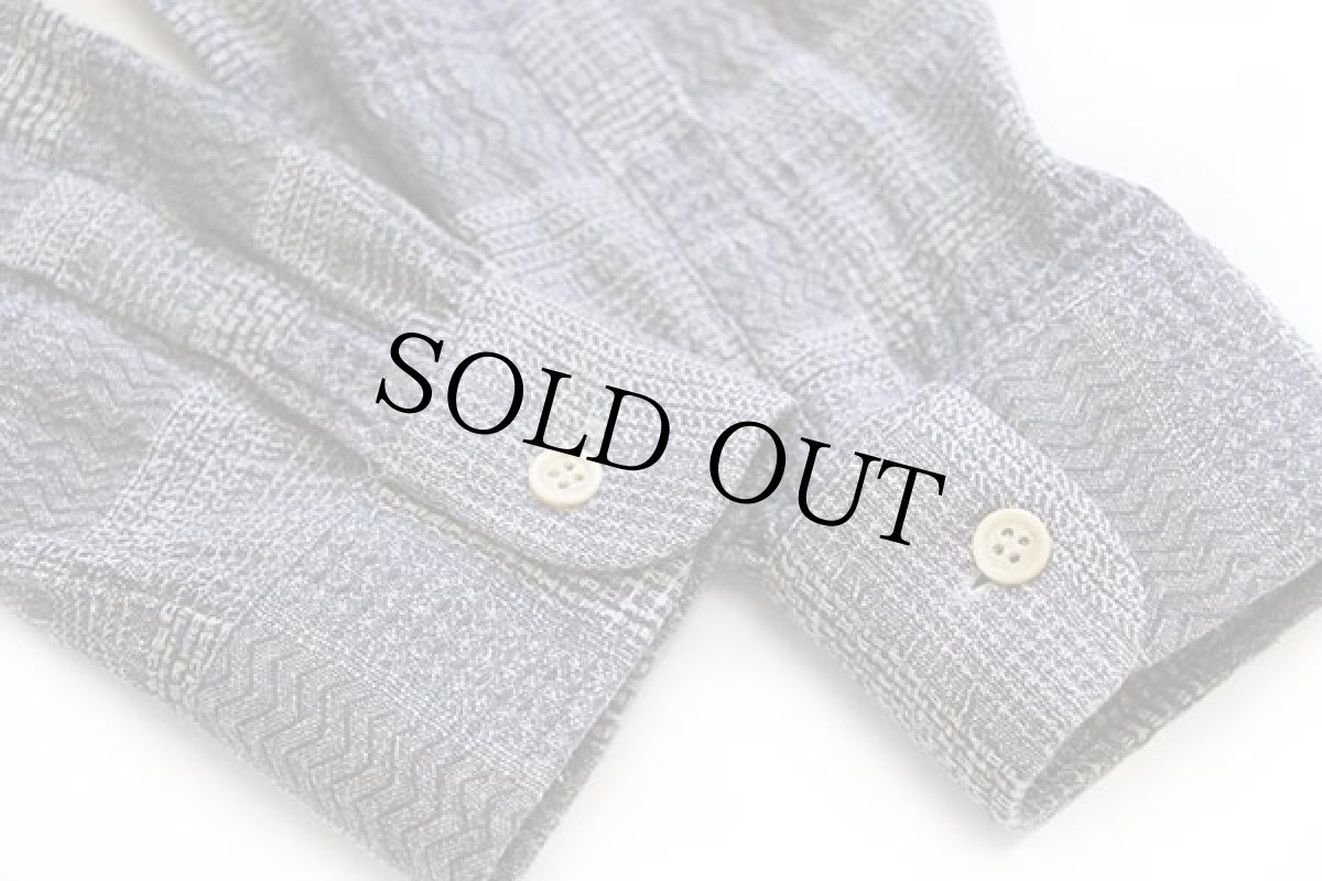 画像6: 90s NEW FAST ボーダー 織り柄 コットン×リネンシャツ L (6)