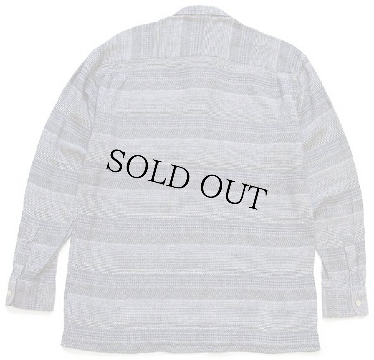 画像2: 90s NEW FAST ボーダー 織り柄 コットン×リネンシャツ L (2)