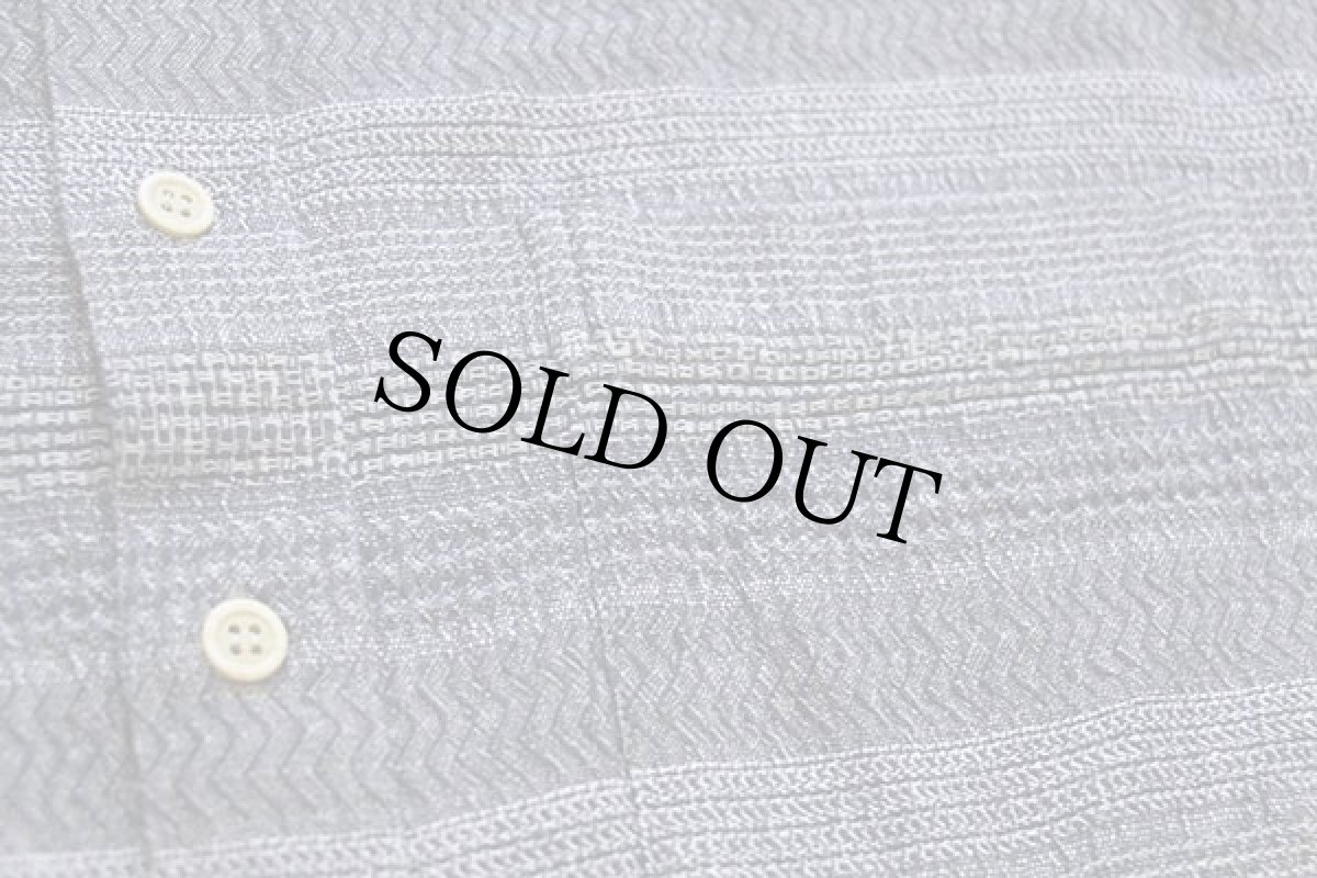 画像5: 90s NEW FAST ボーダー 織り柄 コットン×リネンシャツ L (5)