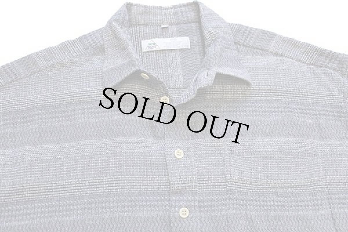 画像3: 90s NEW FAST ボーダー 織り柄 コットン×リネンシャツ L (3)