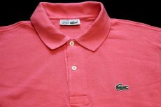 画像3: 70s フランス製 CHEMISE LACOSTE ラコステ ワンポイント コットン 鹿の子 長袖ポロシャツ ピンク 4★55 (3)