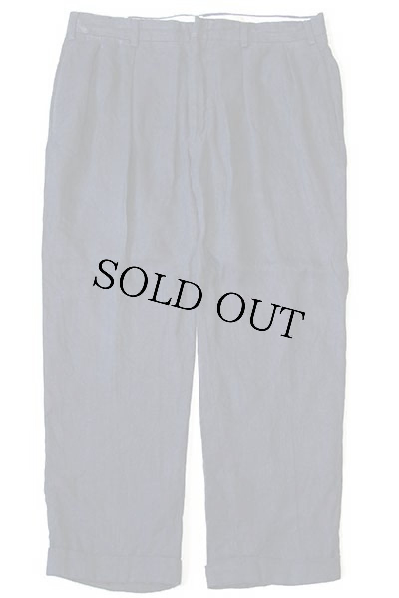 画像2: 90s スペイン製 ポロ ラルフローレン ツータック ヘリンボーン スラックス レーヨンパンツ 濃紺 44 (2)