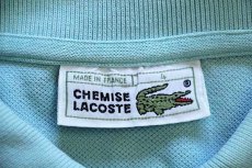 画像4: 70s フランス製 CHEMISE LACOSTE ラコステ ワンポイント コットン 鹿の子 長袖ポロシャツ ミント 4★57 (4)