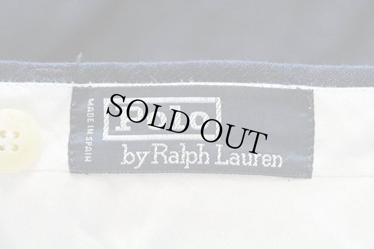 画像6: 90s スペイン製 ポロ ラルフローレン ツータック ヘリンボーン スラックス レーヨンパンツ 濃紺 44 (6)