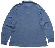 画像2: 70s フランス製 CHEMISE LACOSTE ラコステ ワンポイント コットン 鹿の子 長袖ポロシャツ ブルーグレー 6★62 (2)