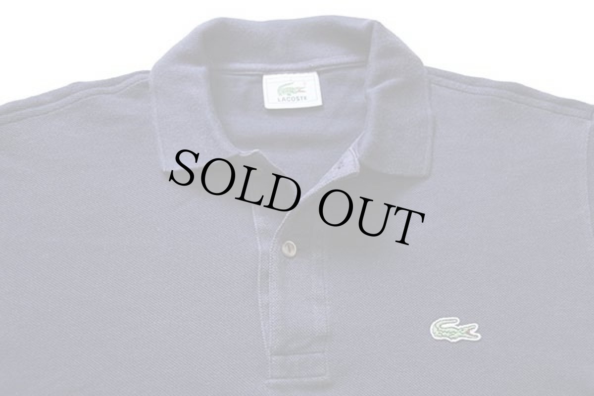 画像3: 80s LACOSTEラコステ ワンポイント コットン 鹿の子 長袖ポロシャツ 紺 3★65 (3)