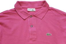 画像3: 70s フランス製 CHEMISE LACOSTE ラコステ ワンポイント コットン 鹿の子 長袖ポロシャツ ピンク 5★56 (3)