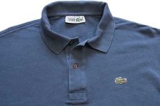 画像3: 70s フランス製 CHEMISE LACOSTE ラコステ ワンポイント コットン 鹿の子 長袖ポロシャツ ブルーグレー 6★62 (3)