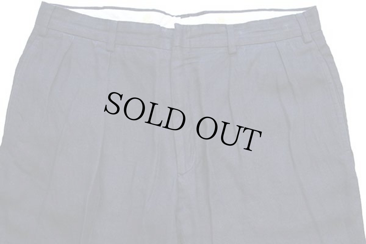 画像4: 90s スペイン製 ポロ ラルフローレン ツータック ヘリンボーン スラックス レーヨンパンツ 濃紺 44 (4)