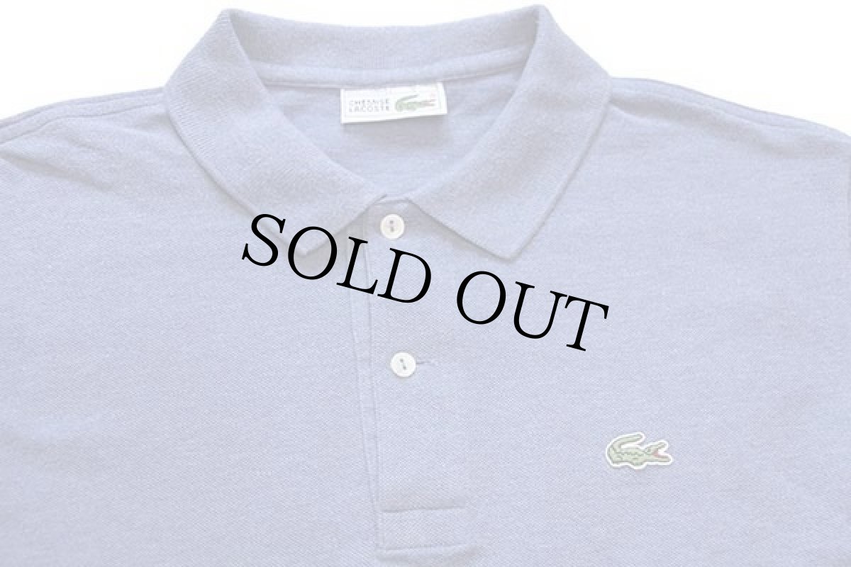 画像3: 70s フランス製 CHEMISE LACOSTE ラコステ ワンポイント コットン 鹿の子 長袖ポロシャツ 杢ブルーグレー 5★61 (3)