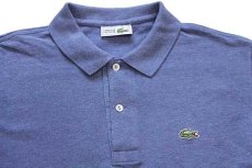 画像3: 70s フランス製 CHEMISE LACOSTE ラコステ ワンポイント コットン 鹿の子 長袖ポロシャツ 杢ブルーグレー 5★61 (3)