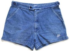 画像1: 90s イタリア製 NIKEナイキ ロゴ刺繍 デニム ショートパンツ★ショーツ (1)