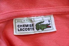 画像4: 70s フランス製 CHEMISE LACOSTE ラコステ ワンポイント コットン 鹿の子 長袖ポロシャツ ピンク 4★55 (4)