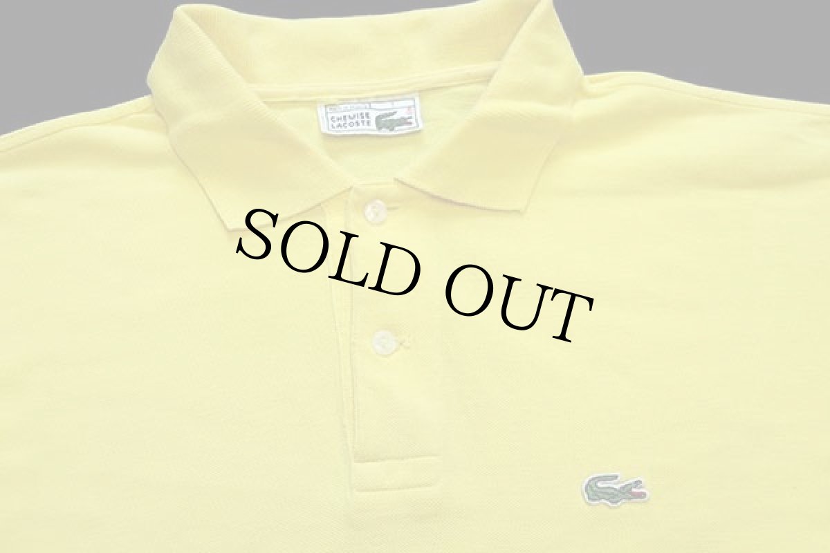 画像3: 70s フランス製 CHEMISE LACOSTE ラコステ ワンポイント コットン 鹿の子 長袖ポロシャツ 黄 7★54 (3)