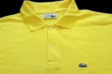 画像3: 70s フランス製 CHEMISE LACOSTE ラコステ ワンポイント コットン 鹿の子 長袖ポロシャツ 黄 7★54 (3)