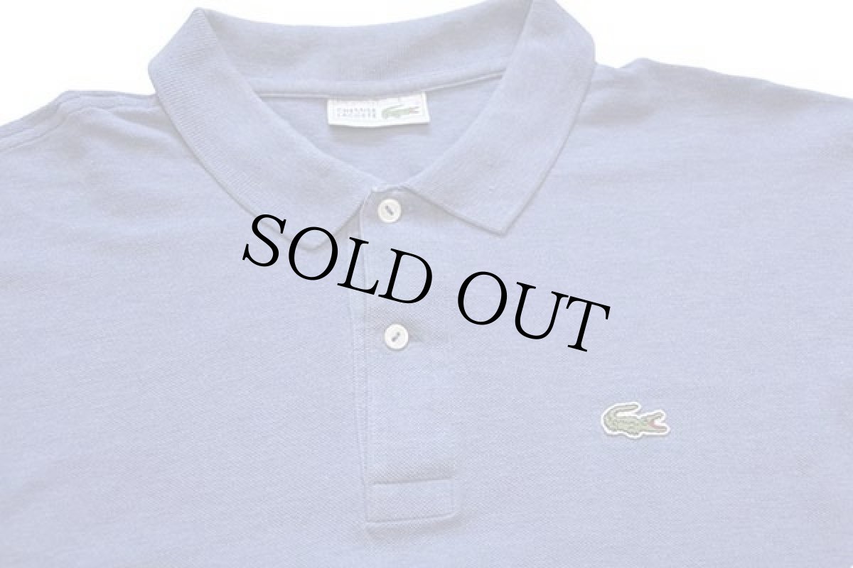 画像3: 70s フランス製 CHEMISE LACOSTE ラコステ ワンポイント コットン 鹿の子 長袖ポロシャツ 杢ブルーグレー 8★60 特大 (3)