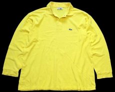 画像1: 70s フランス製 CHEMISE LACOSTE ラコステ ワンポイント コットン 鹿の子 長袖ポロシャツ 黄 7★54 (1)