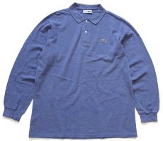 画像1: 70s フランス製 CHEMISE LACOSTE ラコステ ワンポイント コットン 鹿の子 長袖ポロシャツ 杢ブルーグレー 5★61 (1)