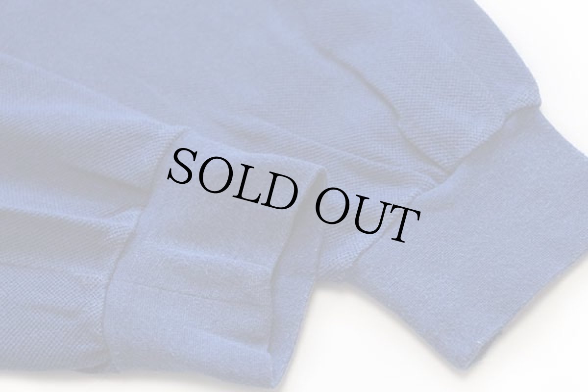 画像5: 70s フランス製 CHEMISE LACOSTE ラコステ ワンポイント コットン 鹿の子 長袖ポロシャツ 青 7★59 (5)