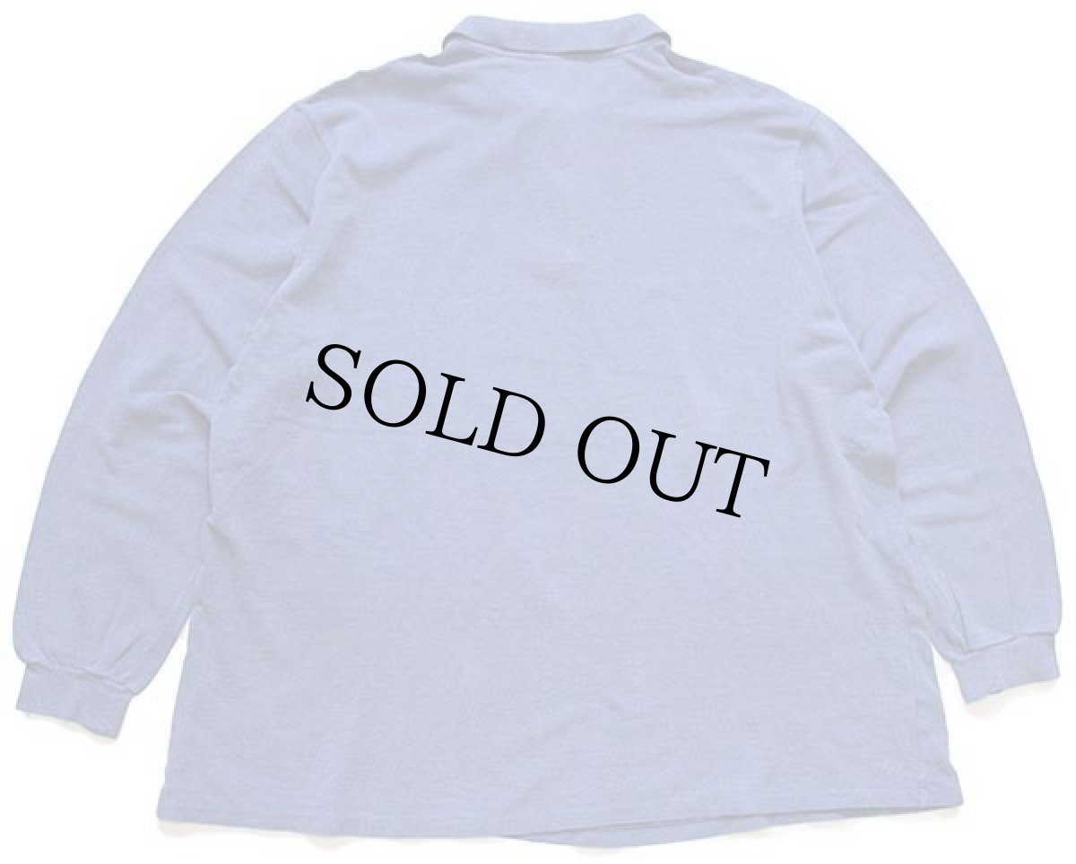 画像2: 70s フランス製 CHEMISE LACOSTE ラコステ ワンポイント コットン 鹿の子 長袖ポロシャツ 杢ブルーグレー 8★60 特大 (2)