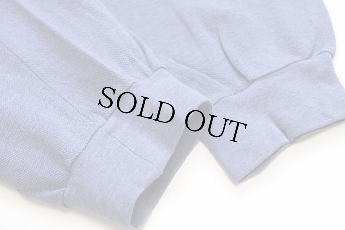 画像5: 70s フランス製 CHEMISE LACOSTE ラコステ ワンポイント コットン 鹿の子 長袖ポロシャツ 杢ブルーグレー 8★60 特大 (5)