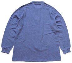 画像2: 70s フランス製 CHEMISE LACOSTE ラコステ ワンポイント コットン 鹿の子 長袖ポロシャツ 杢ブルーグレー 5★61 (2)