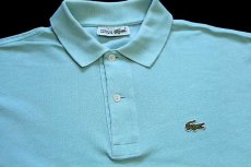 画像3: 70s フランス製 CHEMISE LACOSTE ラコステ ワンポイント コットン 鹿の子 長袖ポロシャツ ミント 4★57 (3)