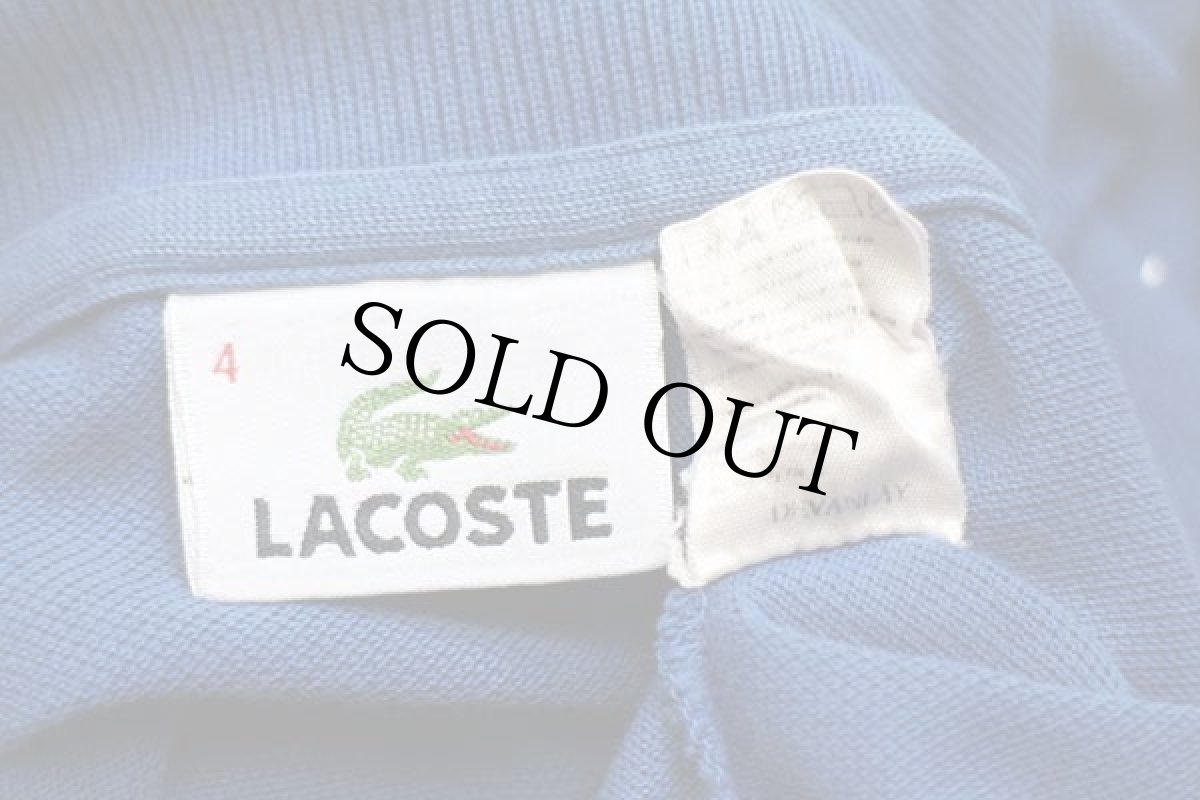 画像4: 90s LACOSTEラコステ ワンポイント コットン 鹿の子 ポロシャツ 青 4★91 (4)