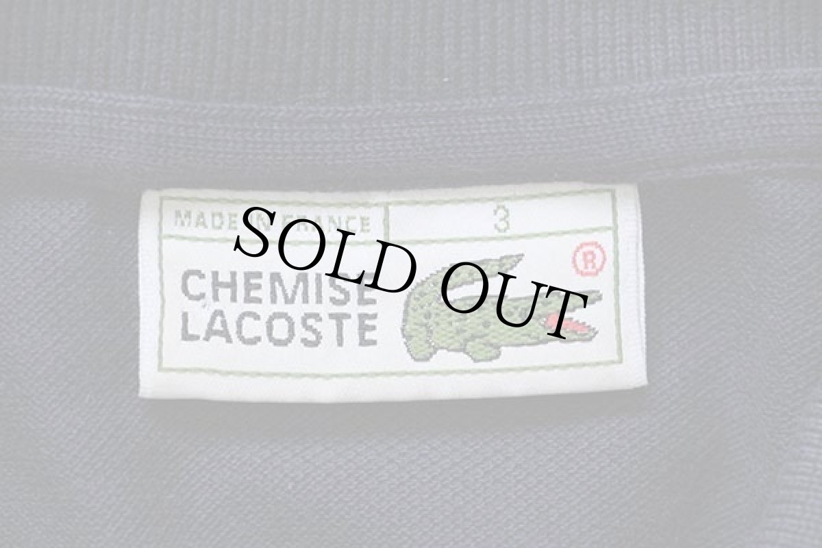 画像4: 70s フランス製 CHEMISE LACOSTE ラコステ ワンポイント コットン 鹿の子 長袖ポロシャツ 紺 3★64 (4)