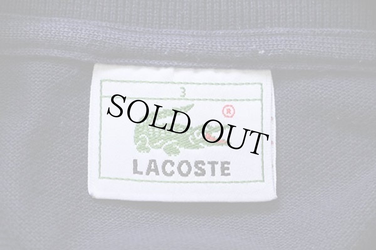 画像4: 80s LACOSTEラコステ ワンポイント コットン 鹿の子 長袖ポロシャツ 紺 3★65 (4)