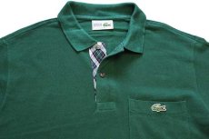 画像3: 70s フランス製 CHEMISE LACOSTE ラコステ LOISIRS ワンポイント ポケット付き コットン 鹿の子 長袖ポロシャツ 緑 4★53 (3)