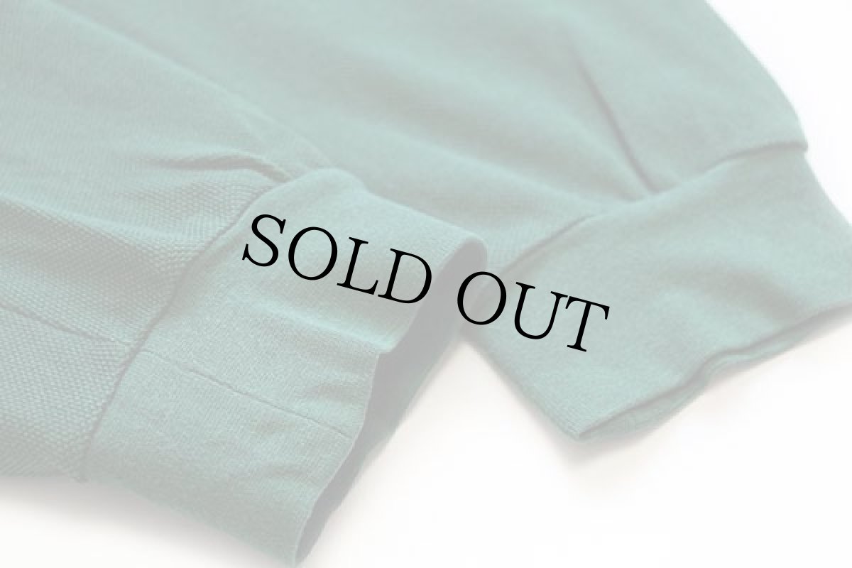 画像5: 70s フランス製 CHEMISE LACOSTE ラコステ LOISIRS ワンポイント ポケット付き コットン 鹿の子 長袖ポロシャツ 緑 4★53 (5)