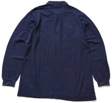 画像2: 70s フランス製 CHEMISE LACOSTE ラコステ ワンポイント コットン 鹿の子 長袖ポロシャツ 紺 3★64 (2)