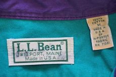 画像4: 80s USA製 L.L.Bean 無地 半袖 コットンポプリンシャツ エメラルドグリーン×紫 M (4)