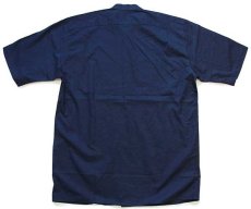 画像2: デッドストック★90s イタリア製 SISLEY 無地 バンドカラー プルオーバー 半袖 コットンシャツ 紺 M (2)