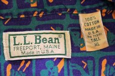 画像4: 80s USA製 L.L.Bean カヤック×ロードバイク×クライミング 総柄 半袖 コットンシャツ XL-T (4)