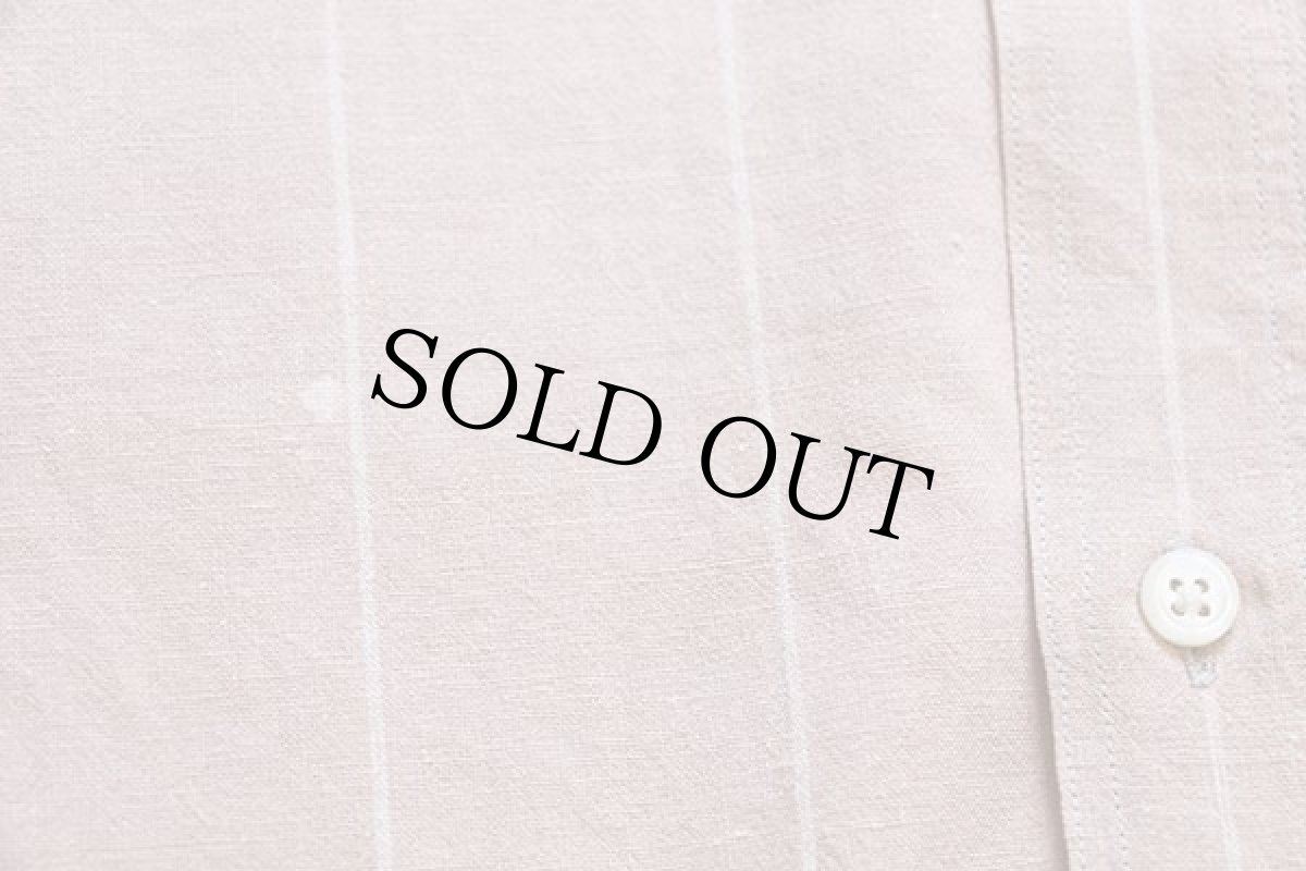 画像6: 90s ポロ ラルフローレン BENNETT ポケット付き ストライプ コットン×リネンシャツ ペールオレンジ (6)